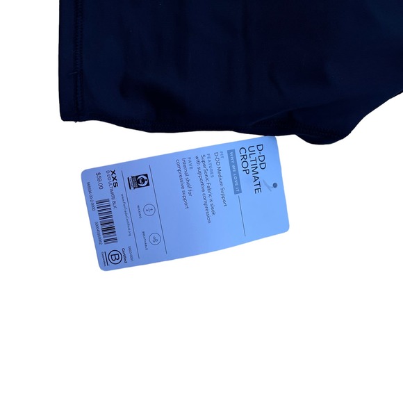 Athleta NWT Ultimate Crop XXS‎ Black D-DD Medium Support Sports Bra - Picture 2 of 5